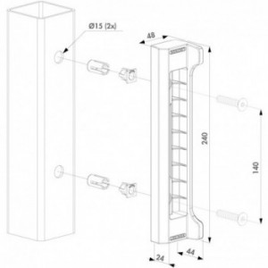 Gâche en polyamide pour FortyLock Locinox - profil de 40mm