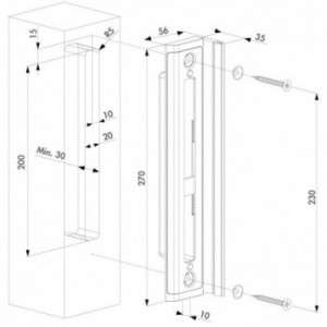 Gâche pour bois pour serrure hybrid Locinox - Inox