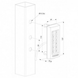 Clavier robuste, résistant au gel et aux intempéries avec 2 relais intégrés en RAL 9005