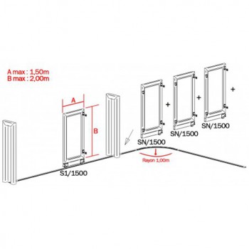 Panneau supplémentaire d'angle (SN) sur mesures de portail sectionnel - Dimensions max: hauteur 2m largeur 1,5m - Acier brut