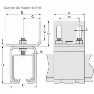 Support de Rail - Fixation murale 41x48 mm