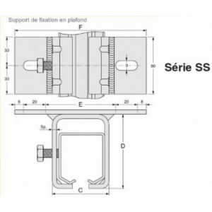 Support de Rail - Fixation plafond 41x48 mm