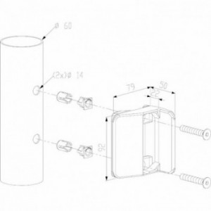 Gâche Pour poteaux ronds Ø60 mm en combinaison avec la serrure TWIST40