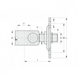 Gond sur platine 4 trous Ø 45 plaque 130x130