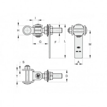 Pivot pour tube carré epaisseur 40mm - Fixation rapide