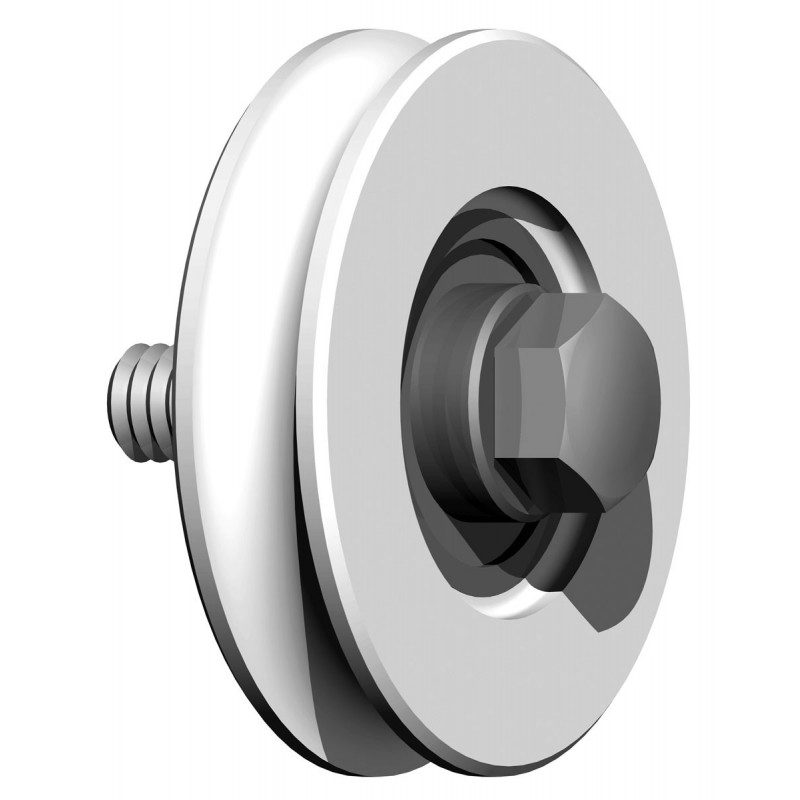Mini roue gorge 1 2 ronde - Nylon - axe M8