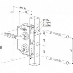 Serrures type LAKQ H2 - profil 30 40 50mm