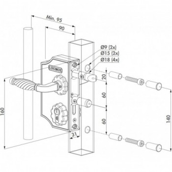 Serrures type LAKQ H2 - profil 40 50 60mm