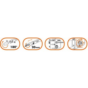 Serrure Locinox - modèle industriel - Couleur blanche - pour profil épaisseur 30-40-50 - entraxe : 60mm