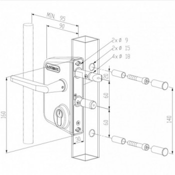 Serrures type LAKQ U2 - profil 30 40 50mm