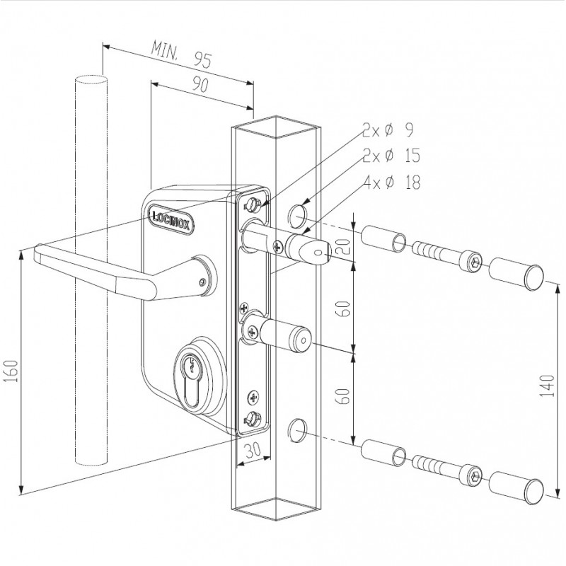 Clé triangle pompier femelle de 14mm de Locinox 3071-T14 avec Bricometal