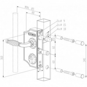 Serrures type LAKY F2 - profil 50 60mm