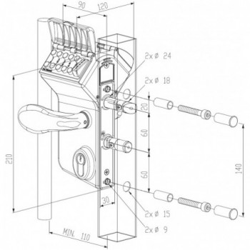 Serrures type LMKQ V2 - profil 30 40 50mm