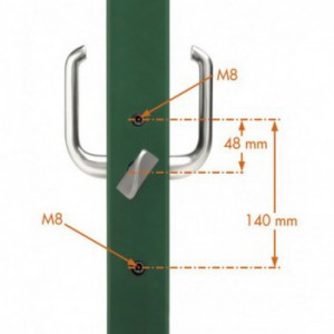 Serrure argent pour coulissant  100 mm