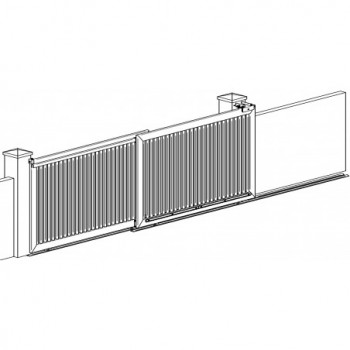 Kit pour portail Télescopique - jusqu'à 8 mètres de passage - Roue gorge en V Ø90mm