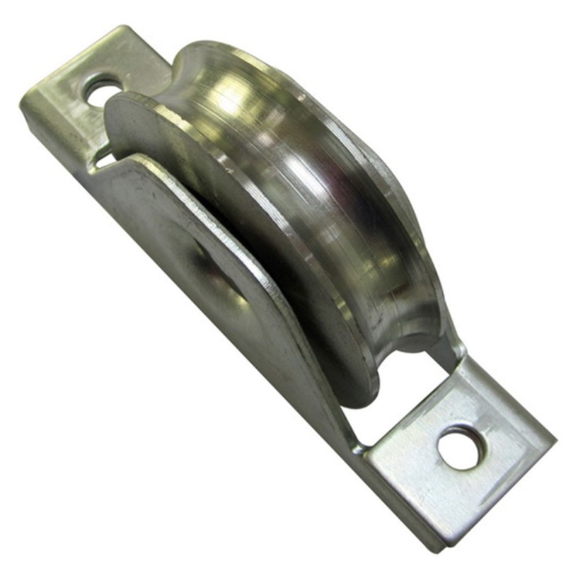 Galet Ø 88mm - gorge 1 2 ronde Ø 16,5mm - support plié perçé - 1 roulement