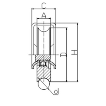 Galet Ø 88mm - gorge 1 2 ronde Ø 16,5mm - support à visser - 1 roulement