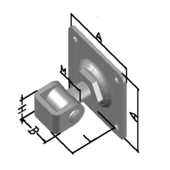 Gond sur platine 100X100mm, avec étrier, réglable - 4 trous - M20