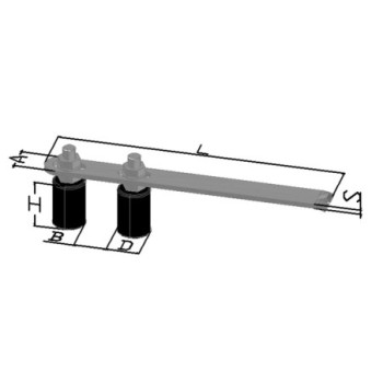 Guidage portail coulissant  à sceller L270mm réglable - 2 olives Ø40 H44mm