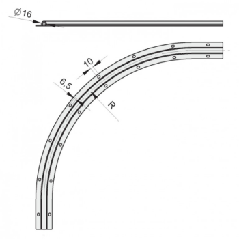 Rail Ø16mm courbé (cintré) rayon 100cm pour portail coulissant sectionnel articulé - Système radius