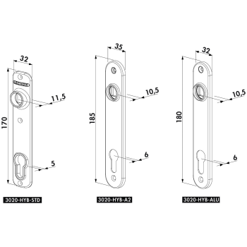 Plaque de propreté pour serrure à encastrer -  Locinox Hybride et Fortylock - en aluminium - noire (vendu à l'unité)