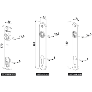 Plaque de propreté pour serrure à encastrer -  Locinox Hybride et Fortylock - en aluminium - noire (vendu à l'unité)