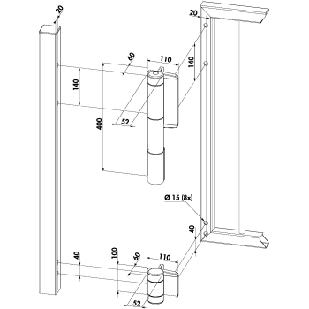 Charnière avec ferme-porte réglable intégré Locinox - pour portes de 150KG max - argenté