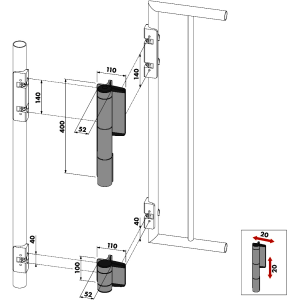 Charnière avec ferme-porte réglable intégré Locinox - pour portes de 150KG max - argenté