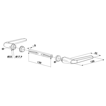 Paire de béquilles alu, carré de 8mm long | 120mm pour serrure hybride