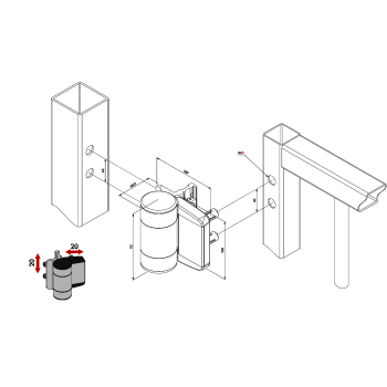 Charnière 180° à double roulement réglable - grise - génération 1