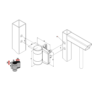 Charnière 180° à double roulement réglable - grise - génération 1