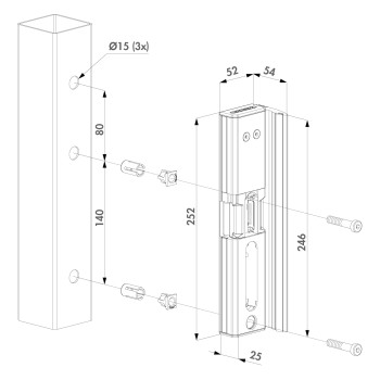 Gâche électrique Locinox Modulec en applique - à rupture - couleur aluminium