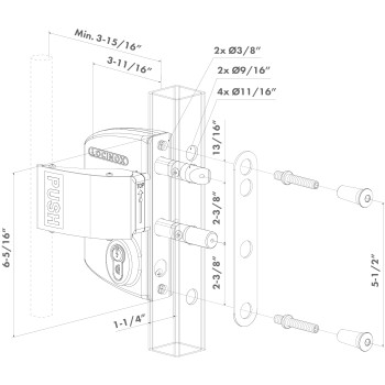 Serrure anti-panique pour ref Locinox | Puschbar et Push | profil 40 60 alu