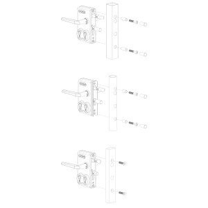 Serrure double cylindres Locinox - profils carrés de 40mm - couleur argent avec poignée 3006M en aluminium - Cylindres variés