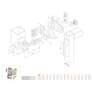 Charnière 180°- Oreille en U et plaque à souder M12 Boulon à oeil 90mm-VENDU A L UNITE