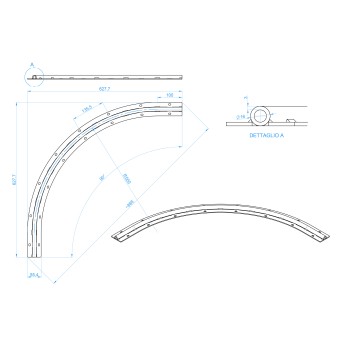 Rail Ø16mm courbé (cintré) rayon 50cm pour portail coulissant sectionnel articulé - Système radius