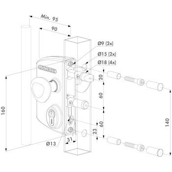 Serrure électrique à rupture verte 12v AC DC  40.50.60