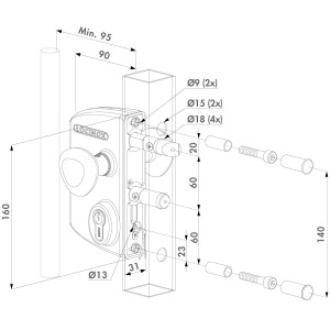 Serrure électrique à rupture verte 12v AC DC  40.50.60