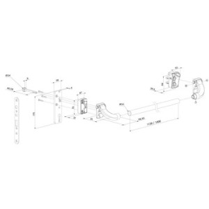 Barre de poussée en aluminium pour serrures - Longueur 1400mm