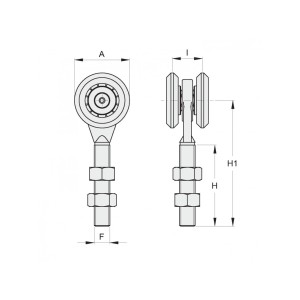 Chariot à 2 roues Acier ø24mm - M8 - avec roulements pour porte coulissante suspendue - charge 50kg max