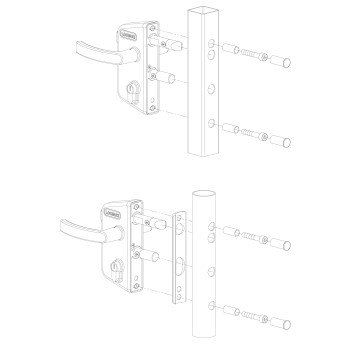 Serrure nylon noire Locinox pour tube de 50mm - entraxe 60mm - poignée en polyamide