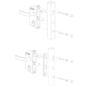 Serrure nylon noire Locinox pour tube de 50mm - entraxe 60mm - poignée en polyamide