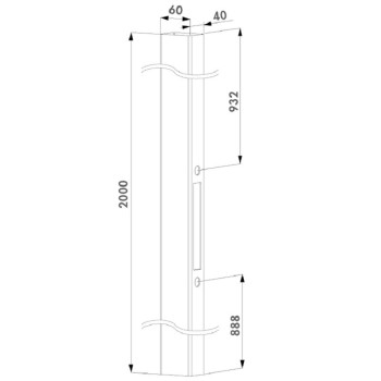 Tube acier prédécoupé pour gâche Locinox SHKM - 40x60mm - longueur 2m