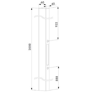 Tube acier prédécoupé pour gâche Locinox SHKM - 40x60mm - longueur 2m