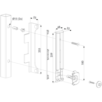 Gâche de sécurité inoxydable en applique pour FORTYLOCK, FIFTYLOCK ET SIXTYLOCK - NOIR