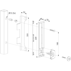 Gâche de sécurité inoxydable en applique pour FORTYLOCK, FIFTYLOCK ET SIXTYLOCK - NOIR