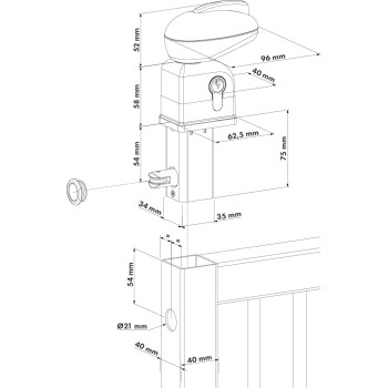 Serrure de piscine TWIST pour tube 40x40 - Locinox - noire