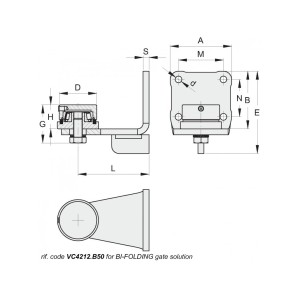 Pivot inférieur ø50mm à souder - sur platine à visser - pour portail pivotant pliant Bi-folding