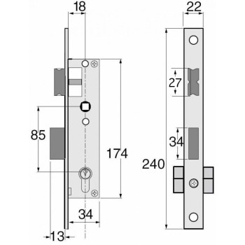 Serrure à larder pour portillons et portails - pour tube 40 et plus - sans cylindre