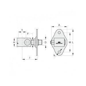 Gond à collier pour portail - axe Ø35mm - platine à visser 122x73mm - 2 trous - M22